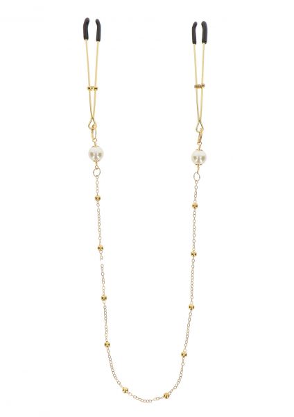 Nippelkette Gold mit Perlen