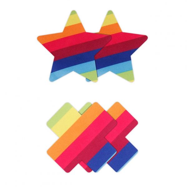 Pasties Regenbogen Kreuz &amp; Stern 2 Paare